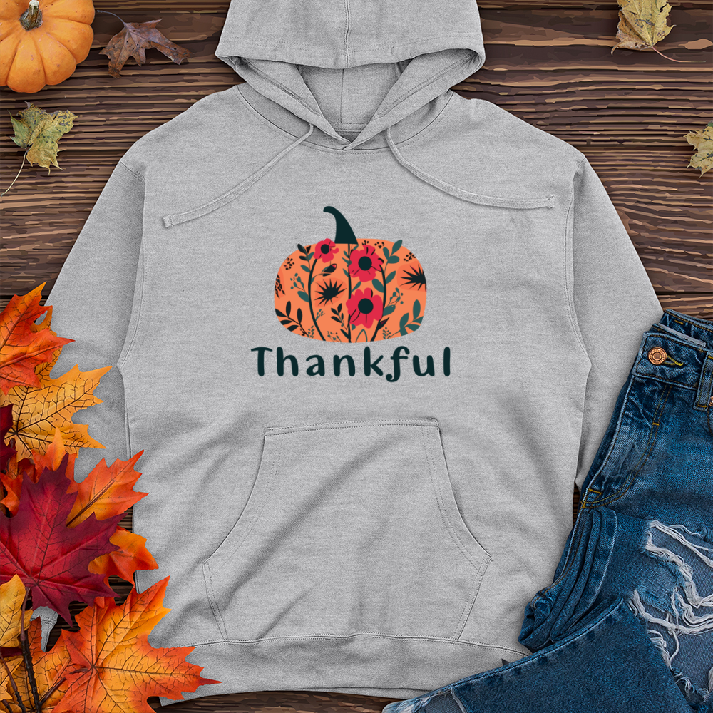 Thankful Pumpkin Midweight Hooded Sweatshirt