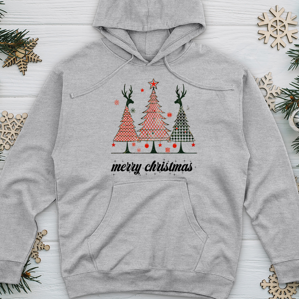 Merry Christmas Christmas Reindeer Midweight Hooded Sweatshirt