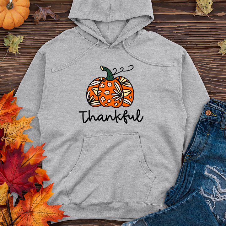 Thankful Pumpkin 01 Midweight Hooded Sweatshirt