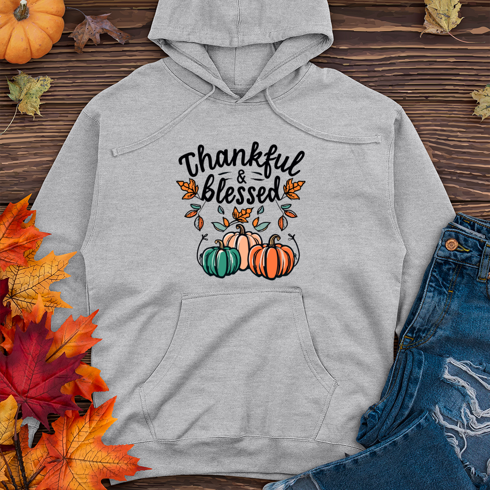 Thankful & Blessed Midweight Hooded Sweatshirt