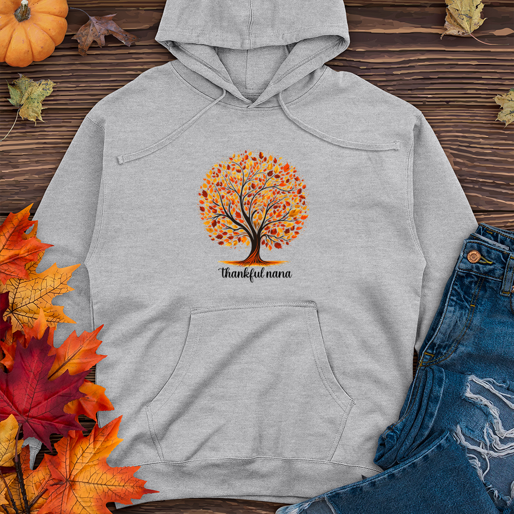 Retro Leaf Silhouette Tree Midweight Hooded Sweatshirt