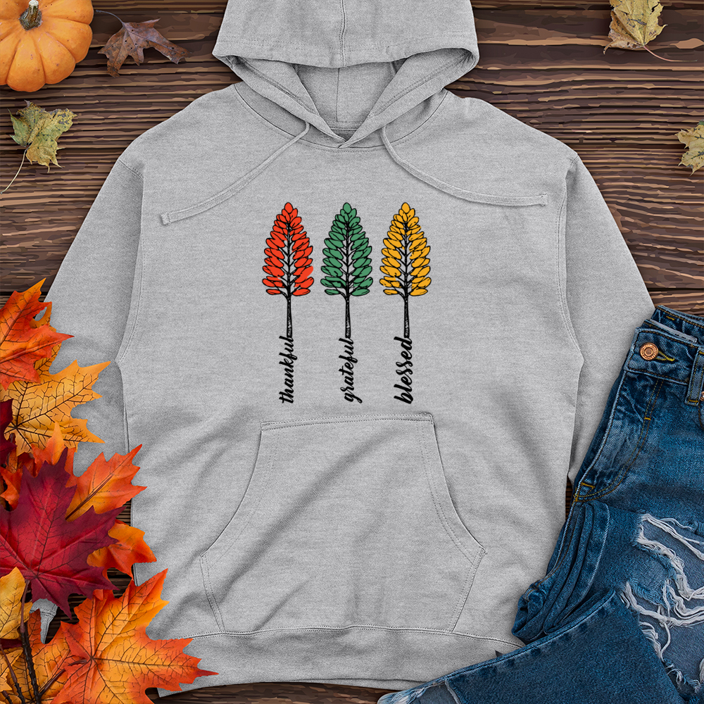 Vintage Playful Polka Dot Trio Pine Trees Midweight Hooded Sweatshirt