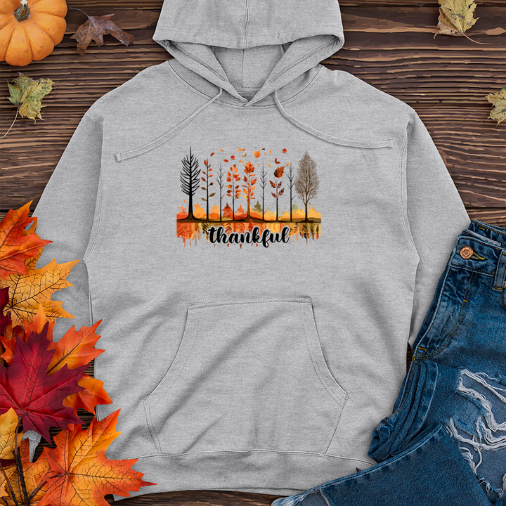 Watercolor Autumn Scene Icons Midweight Hooded Sweatshirt