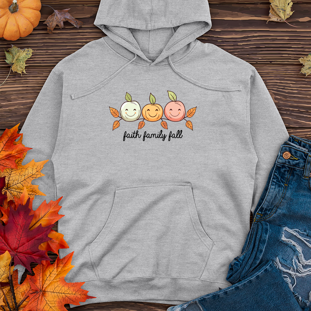 Pastel Leaf Pumpkin Trio Midweight Hooded Sweatshirt