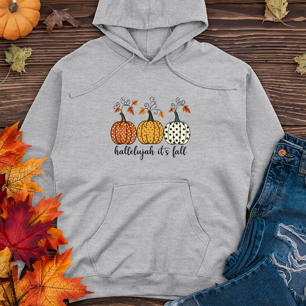 Retro Pumpkin Polka Dot Trio Midweight Hooded Sweatshirt