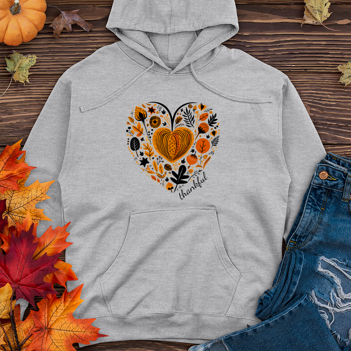 Contemporary Pumpkin Passion Heart & Pumpkin Icons Midweight Hooded Sweatshirt