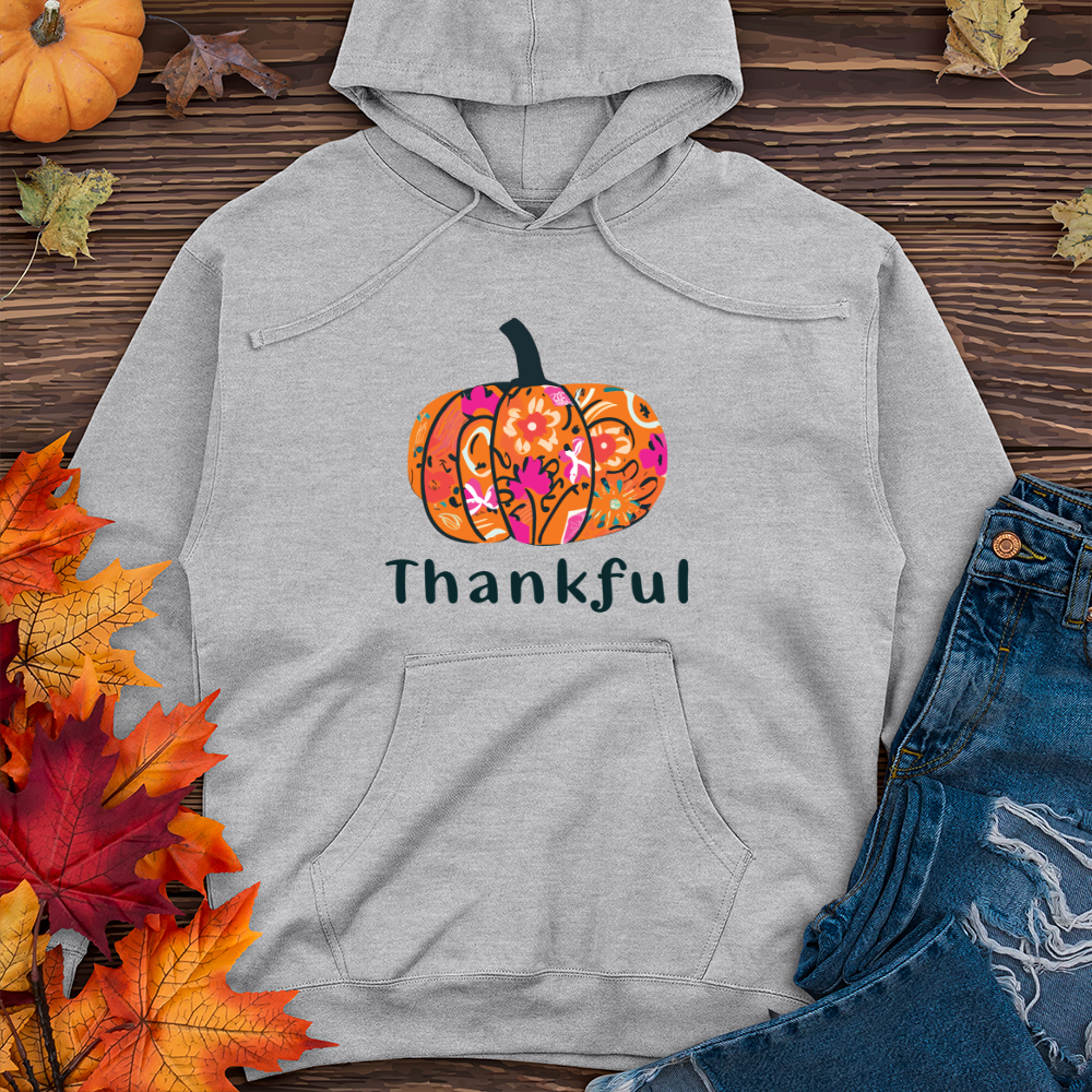 Thankful Pumpkin 02 Midweight Hooded Sweatshirt