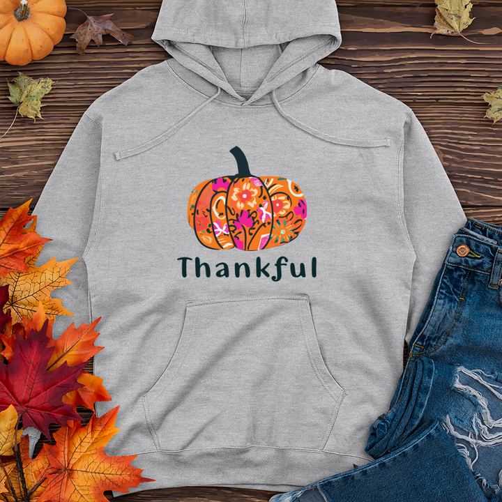 Thankful Pumpkin 02 Midweight Hooded Sweatshirt