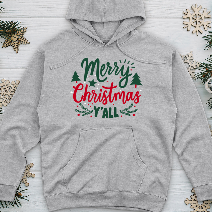 Merry Blessed Christmas Colors Midweight Hooded Sweatshirt