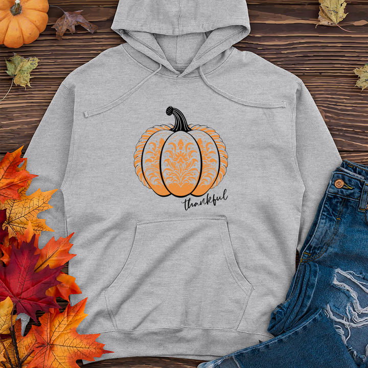 Vintage Retro Art Pumpkin Midweight Hooded Sweatshirt