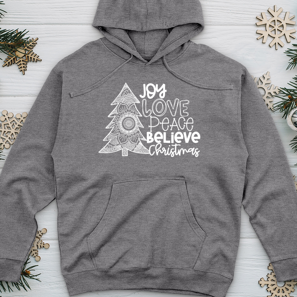 Joy Love Peace Midweight Hooded Sweatshirt