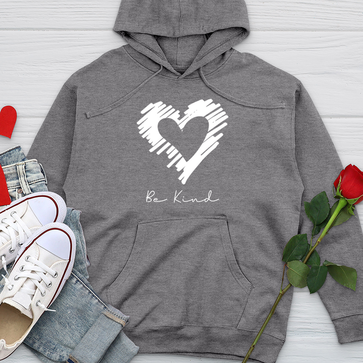 Be Kind Heart Silhouette Midweight Hooded Sweatshirt