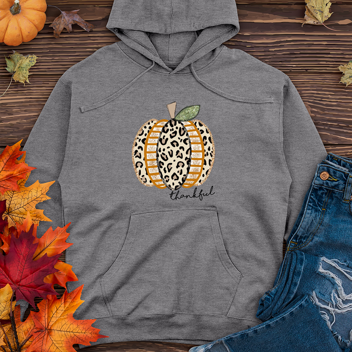 Thankful Leopard Spotted Pumpkin   Midweight Hoodie