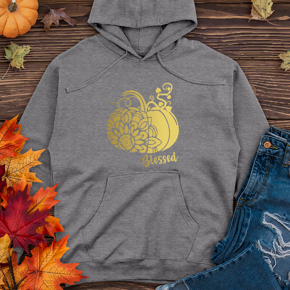 Blessed Gold Sunflower Pumpkin Midweight Hoodie