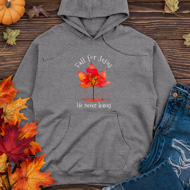 Fall For Jesus Falling Leaves Midweight Hoodie