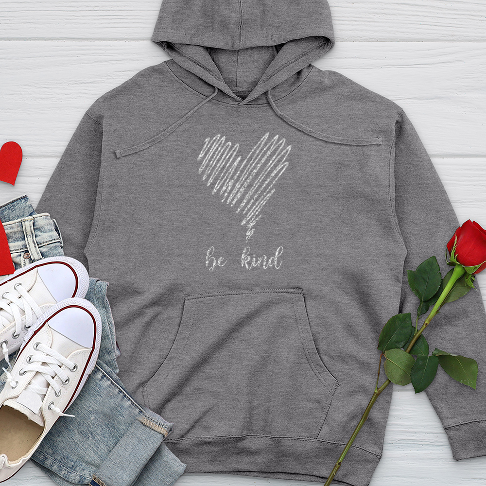 Be Kind Silver Heart Midweight Hooded Sweatshirt