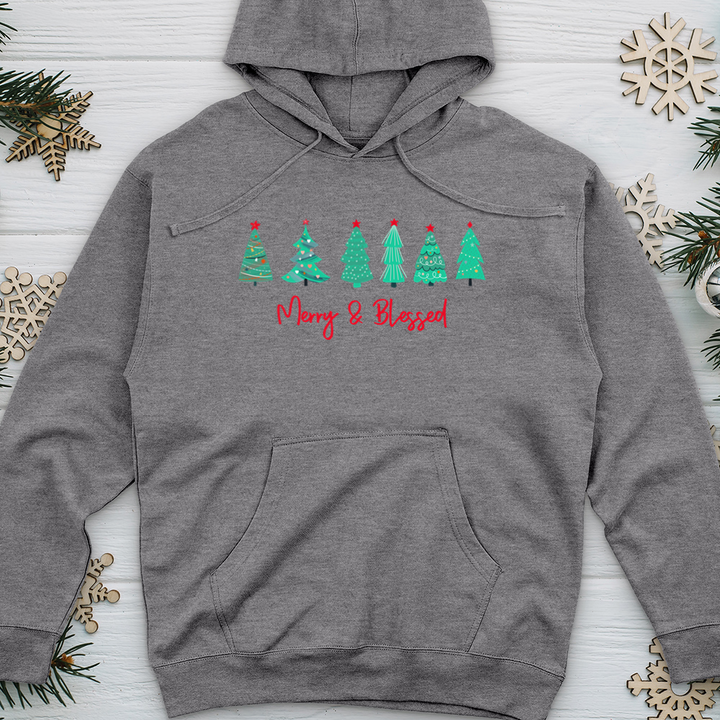 Merry & Blessed Turquoise Trees Midweight Hooded Sweatshirt