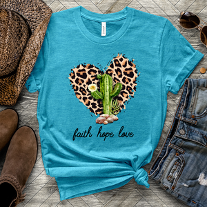 Cactus With Leopard Heart Heathered Tee