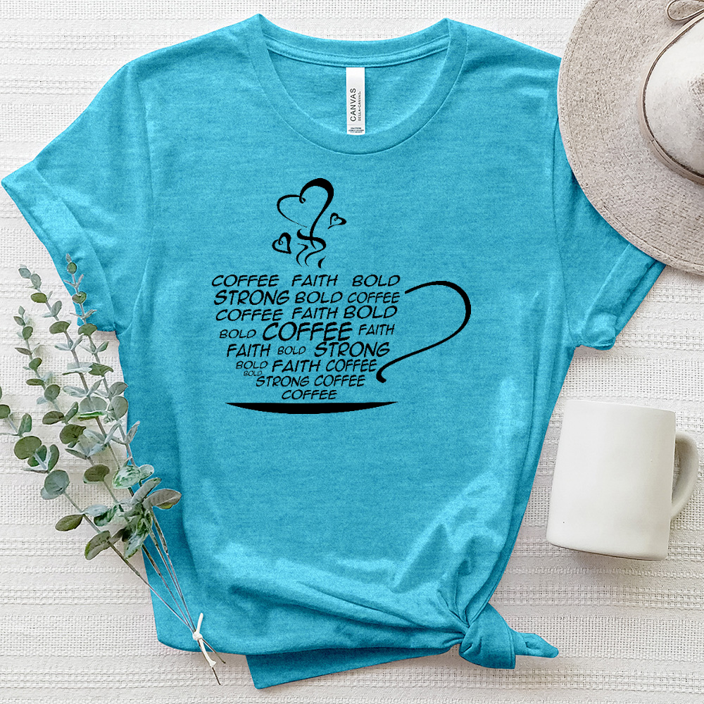 Coffee Cup Word Art Heathered Tee