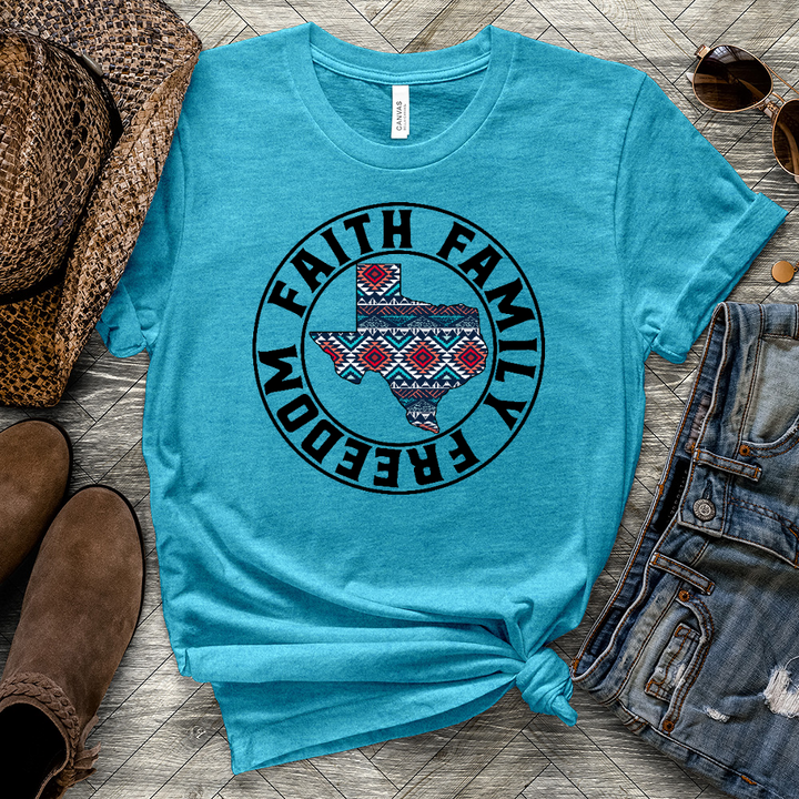 Faith Family Freedom TX Heathered Tee