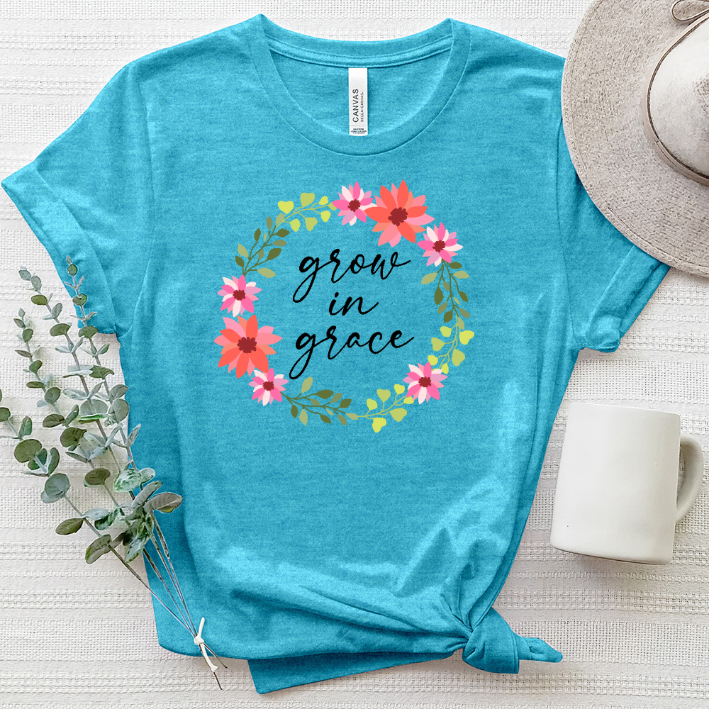 Grow in Grace Wreath Heathered Tee