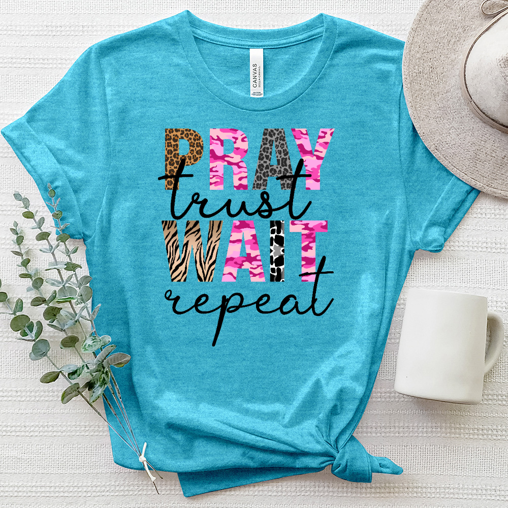 Pray Trust Wait Reapet Heathered Tee