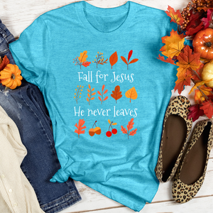 Fall For Jesus Leaf Patterns Heathered Tee