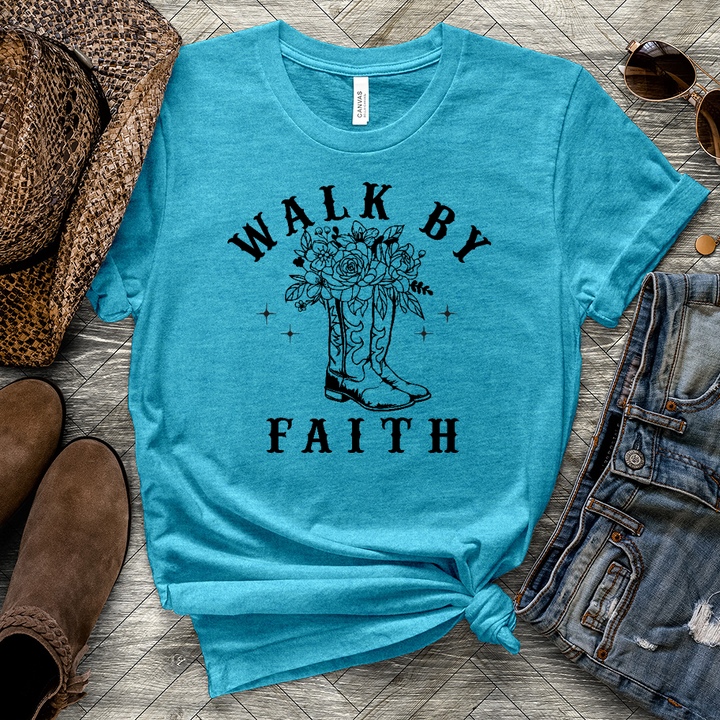 Walk By Faith Boots Heathered Tee