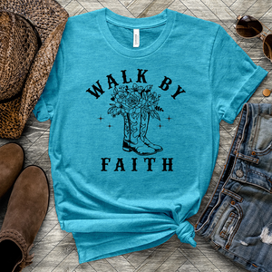 Walk By Faith Boots Heathered Tee