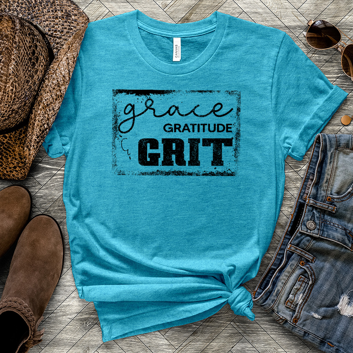 Grace Gratitude & Grit Heathered Tee