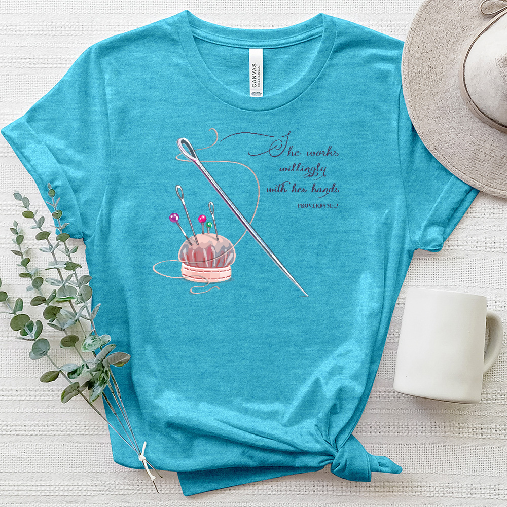 She Works Willingly Heathered Tee