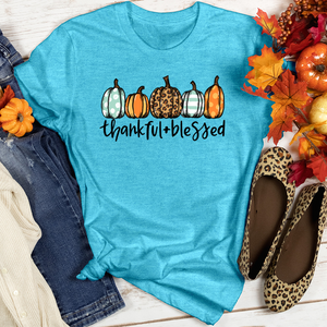 Thankful Blessed Pumpkin Arrangement Heathered Tee