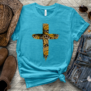 Leopard Cross Golden Heathered Tee