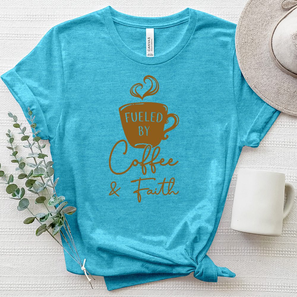 Fueled By Coffee And Faith Heathered Tee