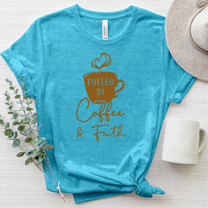 Fueled By Coffee And Faith Heathered Tee