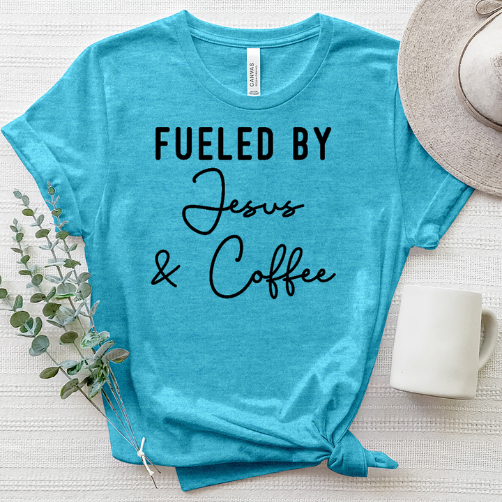 Fueled By Jesus And Coffee Heathered Tee