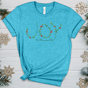 Joy To the World Wreath Letters Heathered Tee