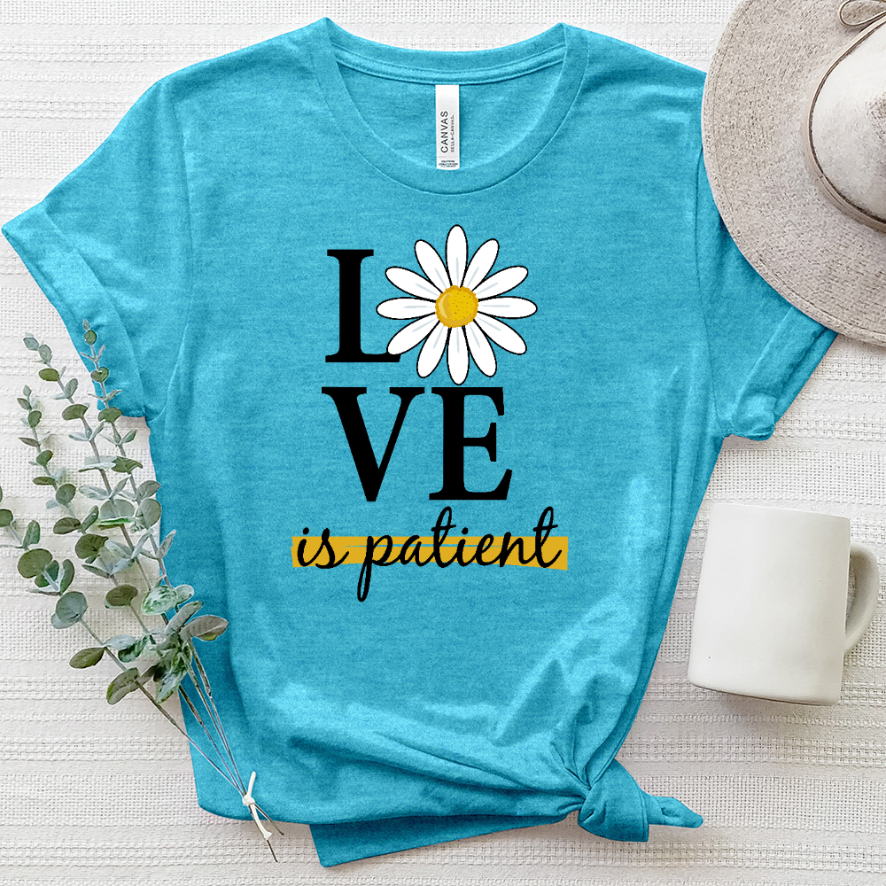 Love Is Patient Daisy Flower Heathered Tee