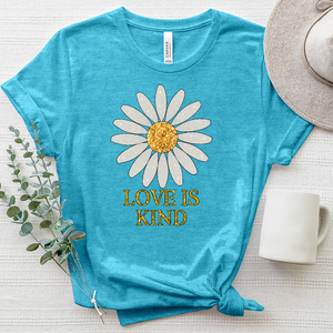 Pink Glitter Daisy Flower Heathered Tee