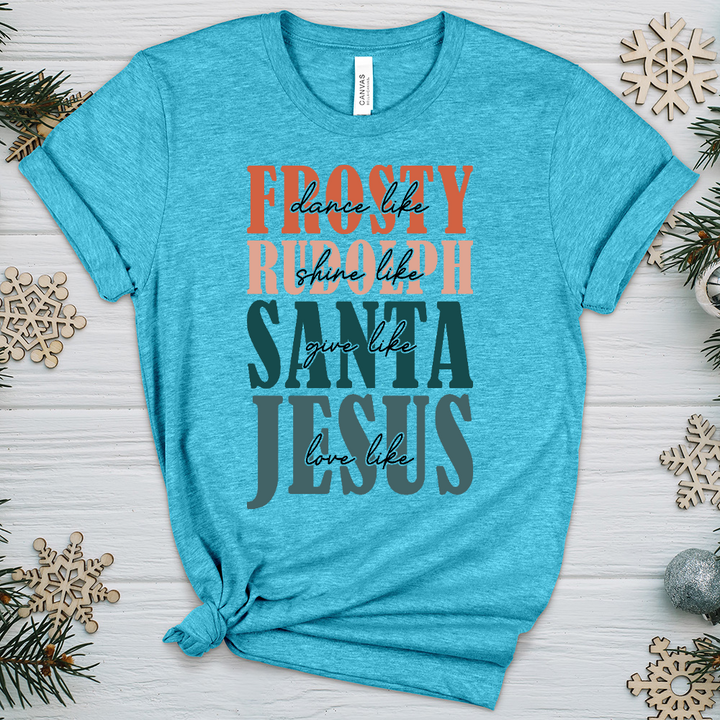 Frosty Rudolph Santa All Jesus Heathered Tee