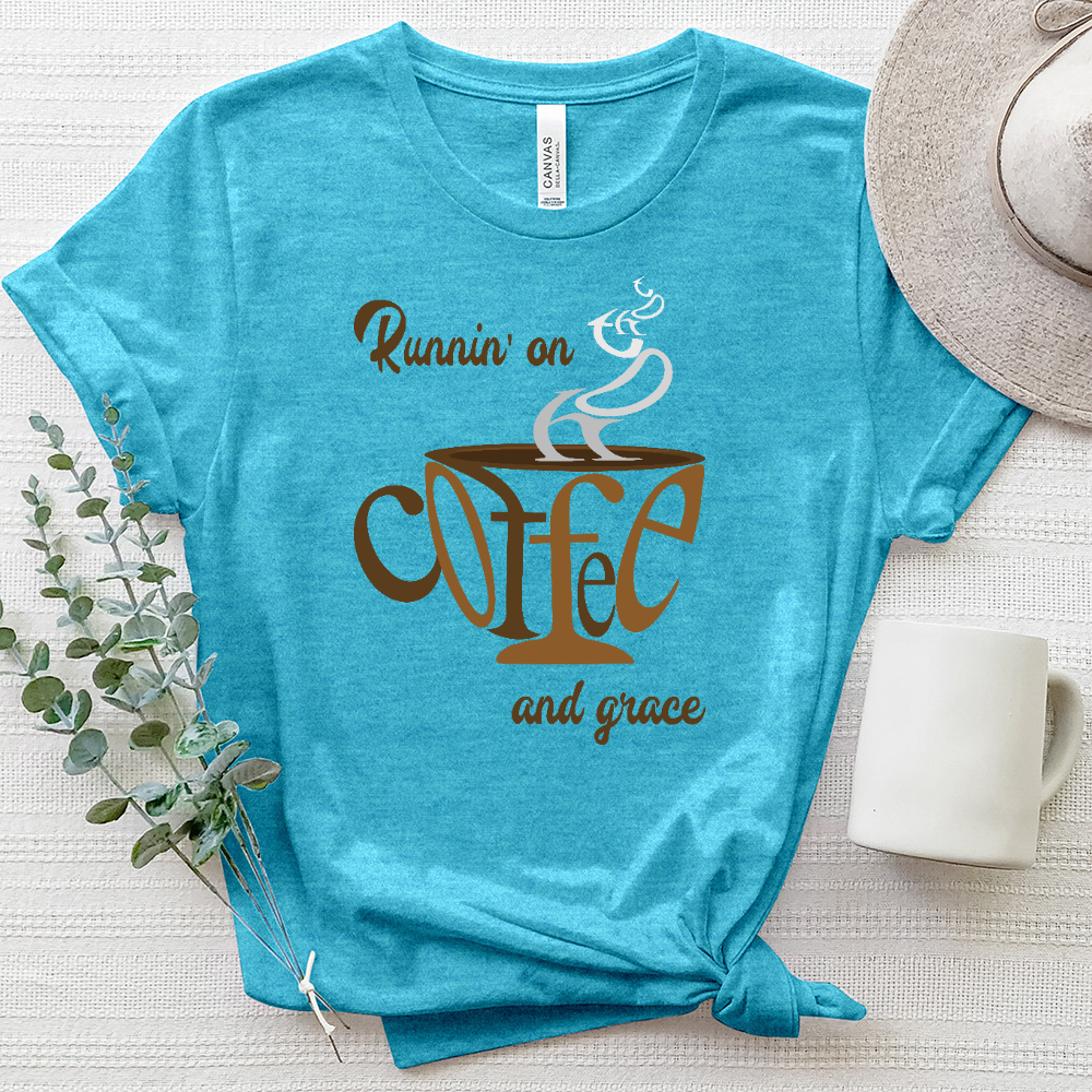 Runnin’ On Coffee and Grace Heathered Tee