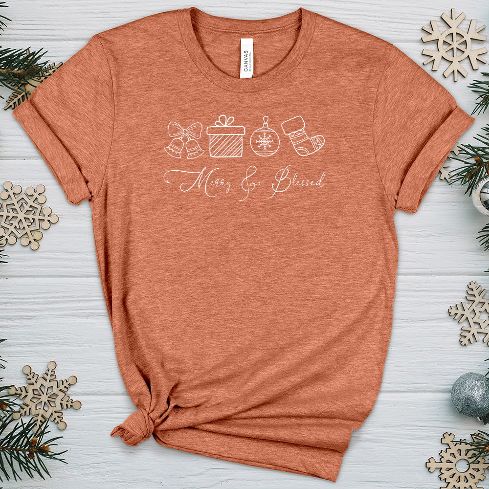 Merry Blessed Stockings Heathered Tee