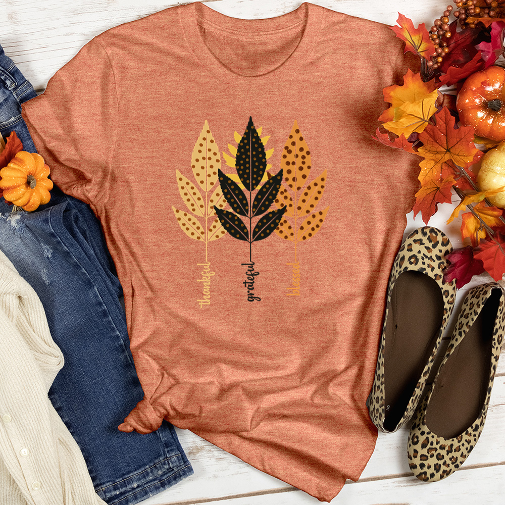 TGB Retro Autumn Leaf Trifecta Heathered Tee