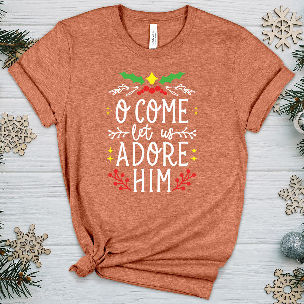 O Come Let Us Adore Him Heathered Tee