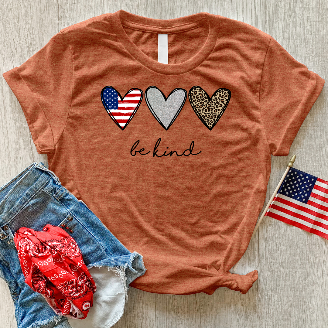 Be Kind Heart Flag Heathered Tee