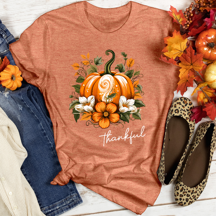 Thankful Foliage Pumpkin Heathered Tee