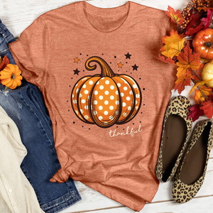 Thankful Dotted Pumpkin Heathered Tee