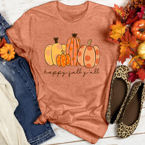 Happy Fall Y'all Pumpkins Heathered Tee