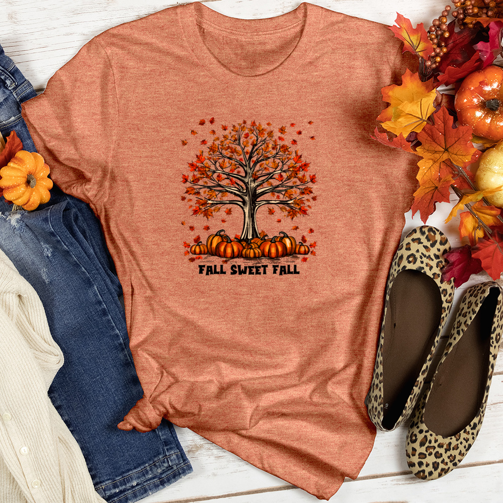 Vintage Plaid Pumpkin Tree Heathered Tee