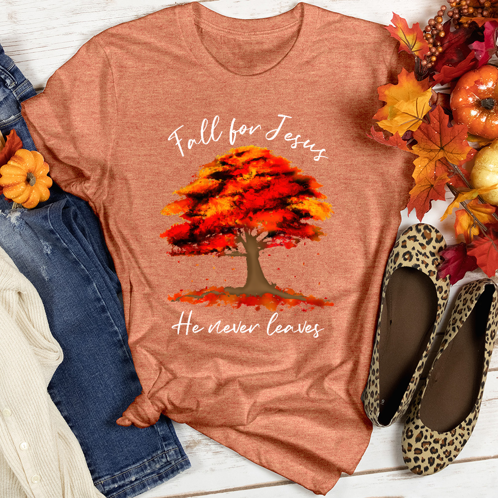 Watercolor Falling Leaves Heathered Tee